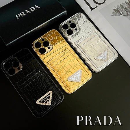 Prada Luxury Leather Rhinestone iPhone Case