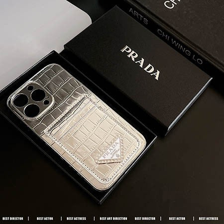 Prada Luxury Leather Rhinestone iPhone Case