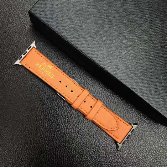 Apple Watch strap in glossy Hermes leather