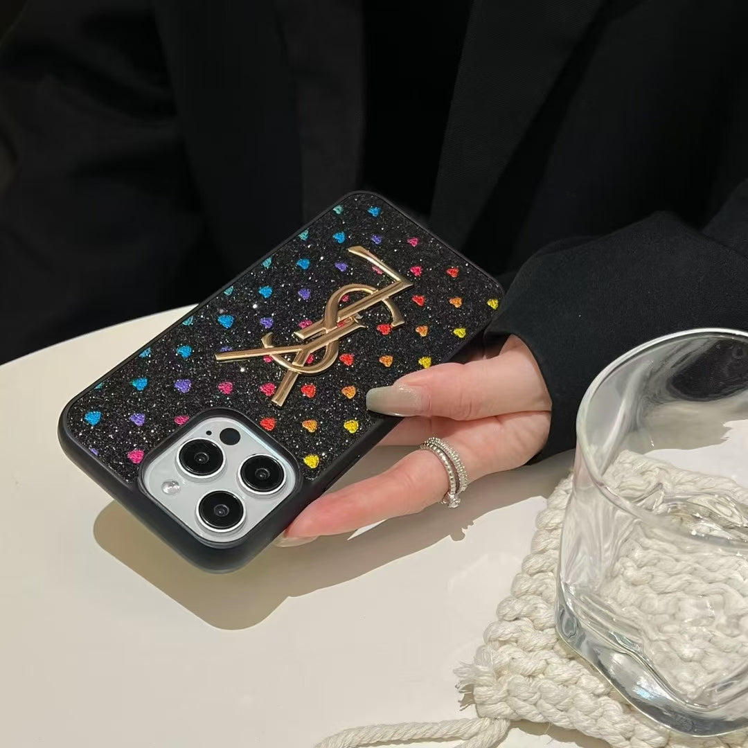 YSL Electroplated Monogram Label Shiny Apple iPhone Case