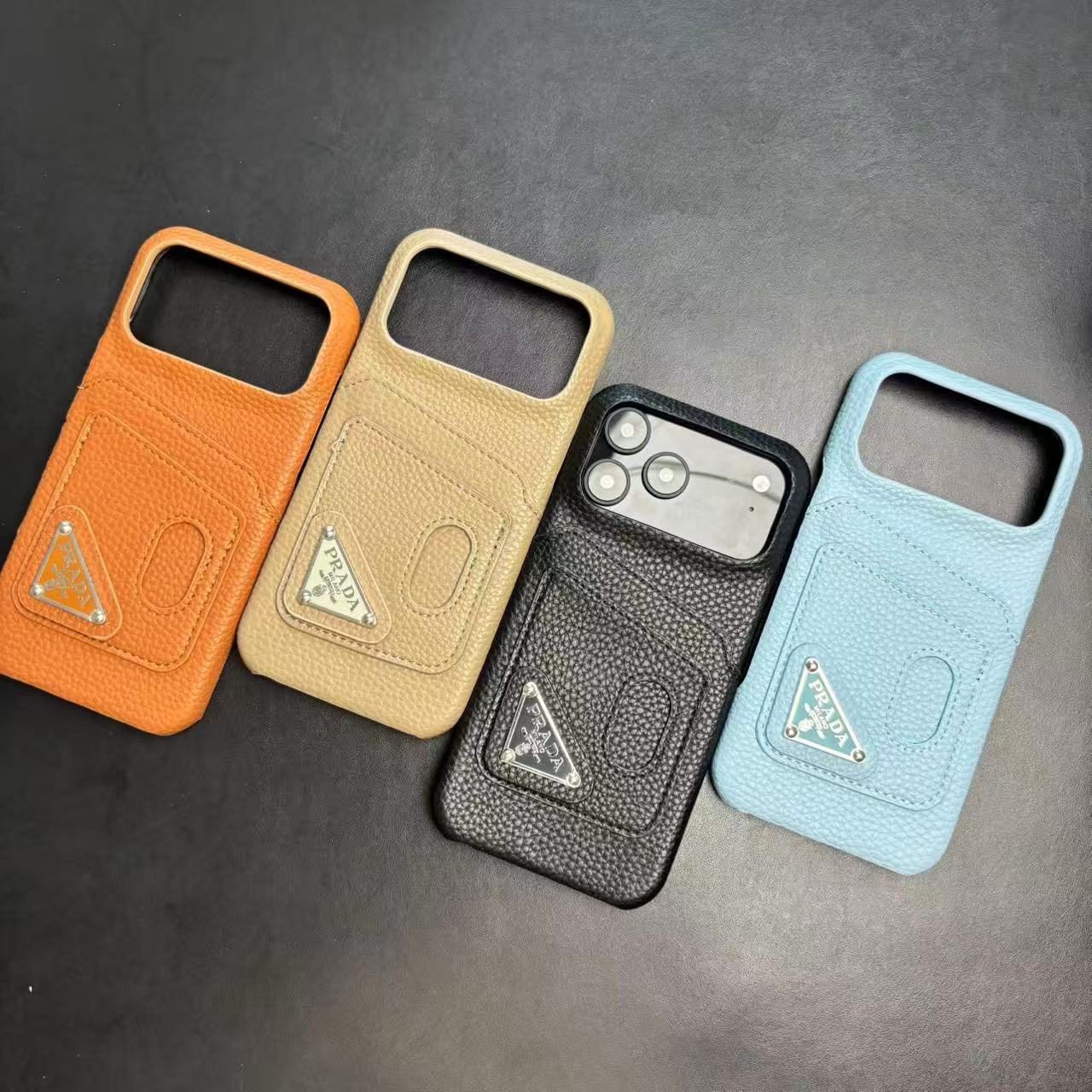 Prada Stylish Case With Card Holder For iPhone 17 / 16 / 15 / 14