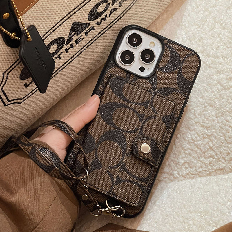 Coach Card Bag Leather Chain iPhone Case