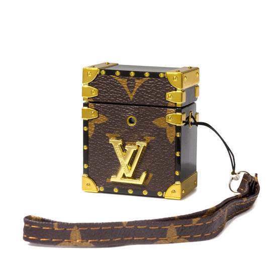 Premium Louis Vuitton leather case with a 3D square design for AirPods