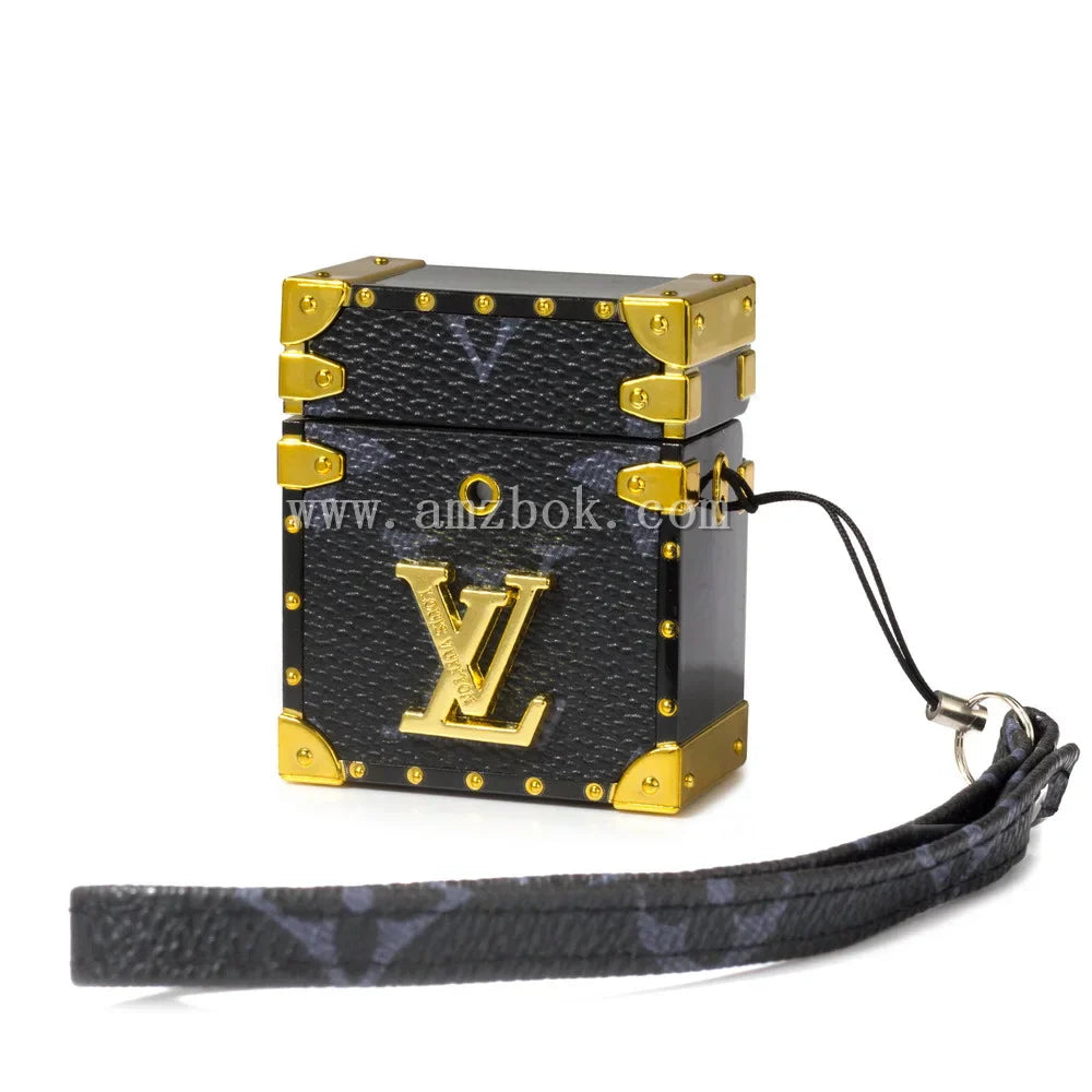 Premium Louis Vuitton leather case with a 3D square design for AirPods