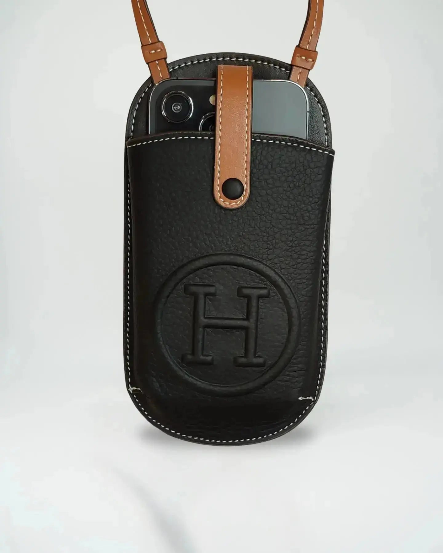 Hermès Orange Pouch iPhone Case Crossbody Strap