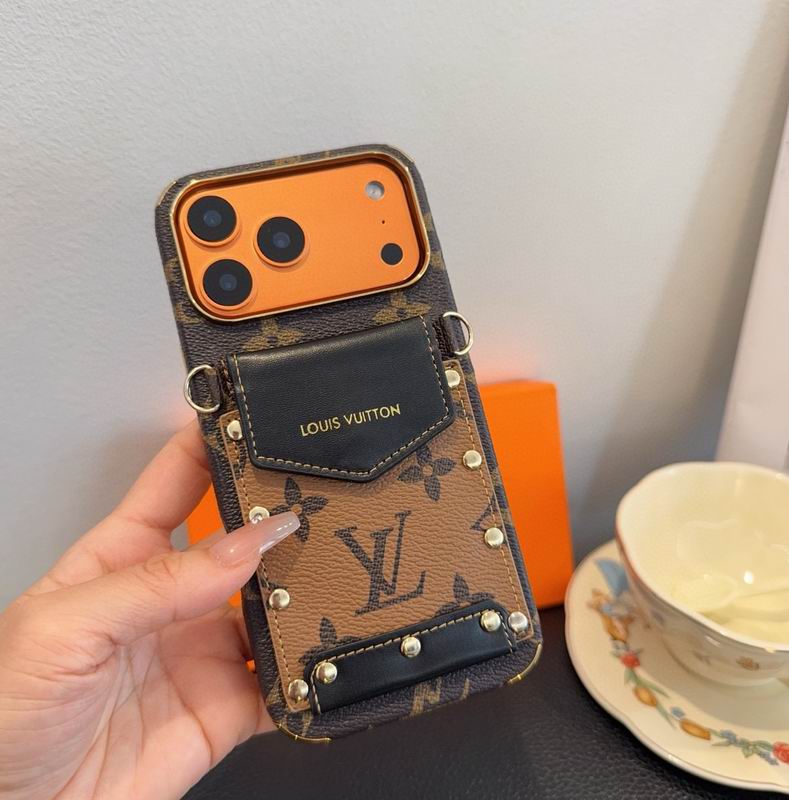 Luxury LV Phone Case with Strap For iPhone 17/ 16/ 15/ 14