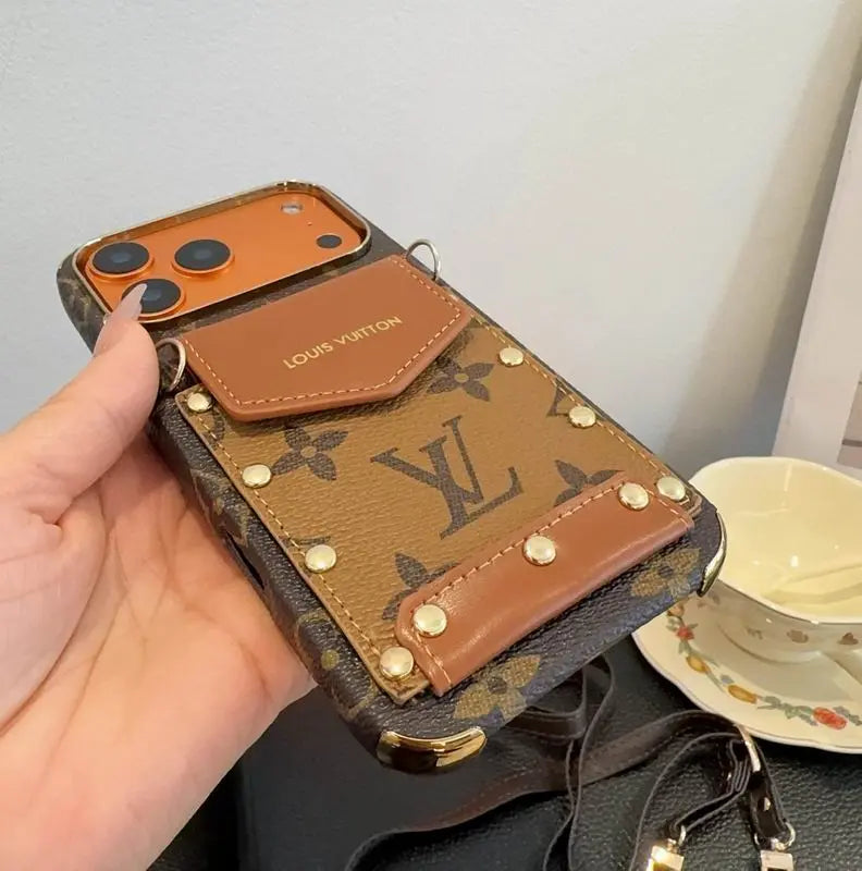 Luxury LV Phone Case with Strap For iPhone 17/ 16/ 15/ 14