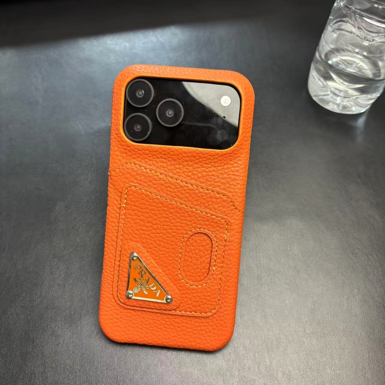 Prada Stylish Case With Card Holder For iPhone 17 / 16 / 15 / 14