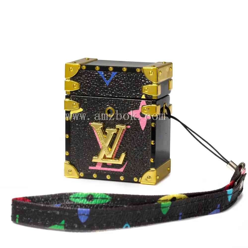 Premium Louis Vuitton leather case with a 3D square design for AirPods
