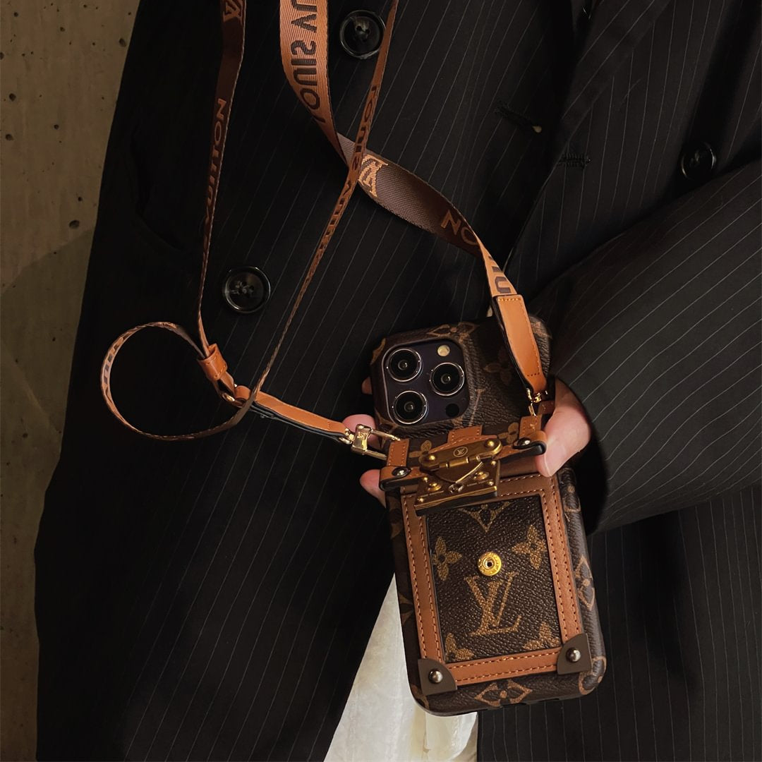 Canvas Leather Wallet Card Holder Crossbody iPhone Case