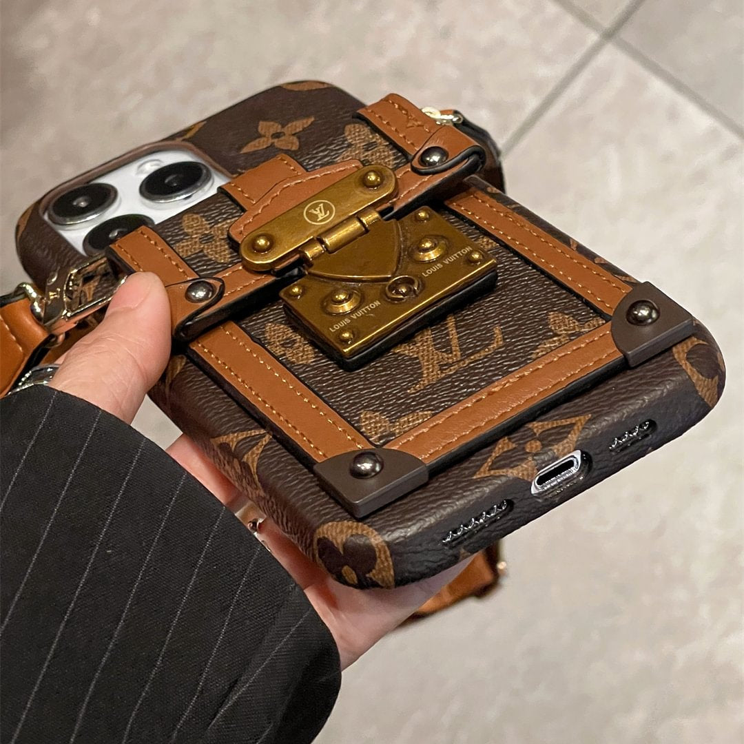 Canvas Leather Wallet Card Holder Crossbody iPhone Case