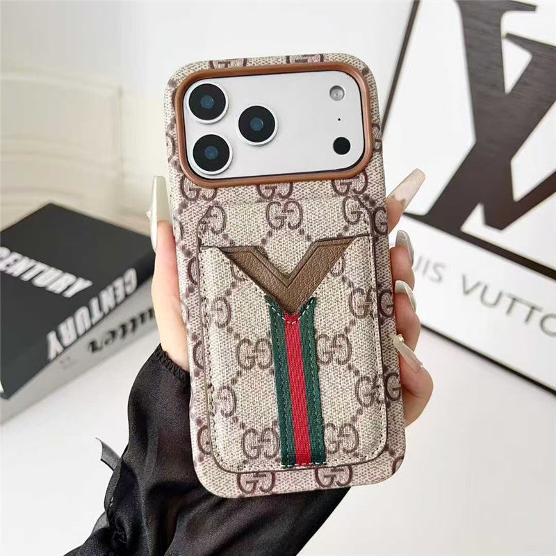 Gucci iPhone 16 case – monogram leather slim GG monogram designer phone cover