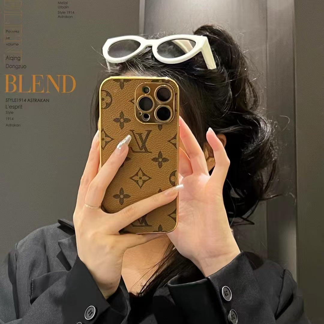 Louis Vuitton iPhone 14 case – monogram premium leather LV monogram designer phone cover