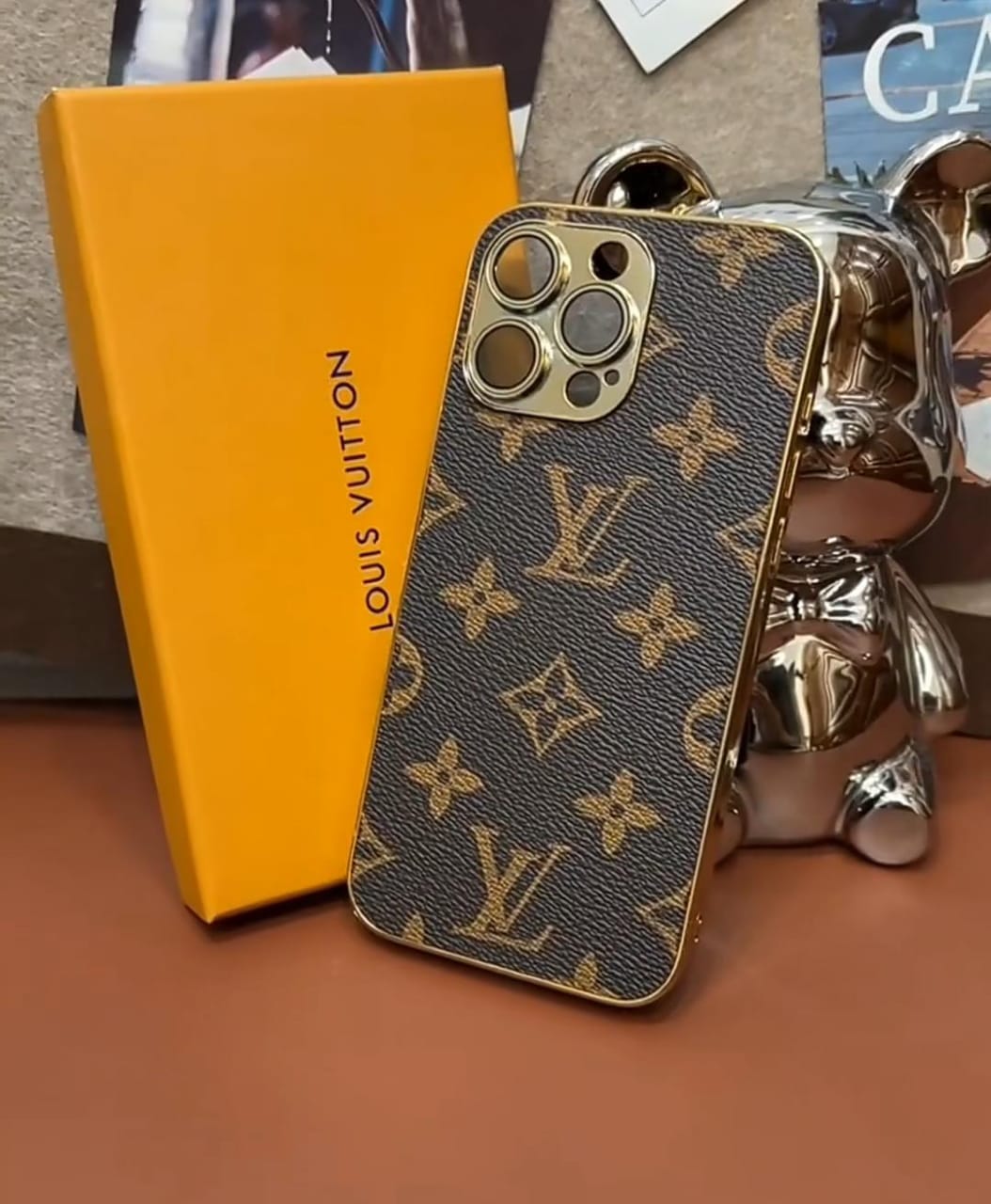 Louis Vuitton iPhone 15 case – monogram leather slim LV monogram designer phone cover