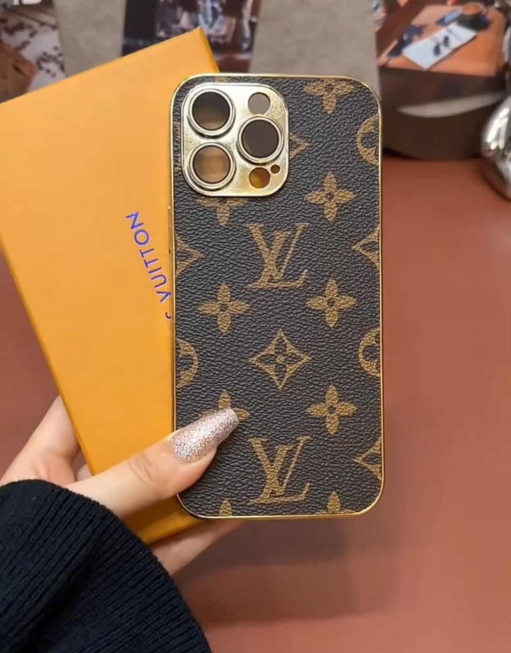 Louis Vuitton iPhone 15 case – monogram premium leather LV monogram designer phone cover
