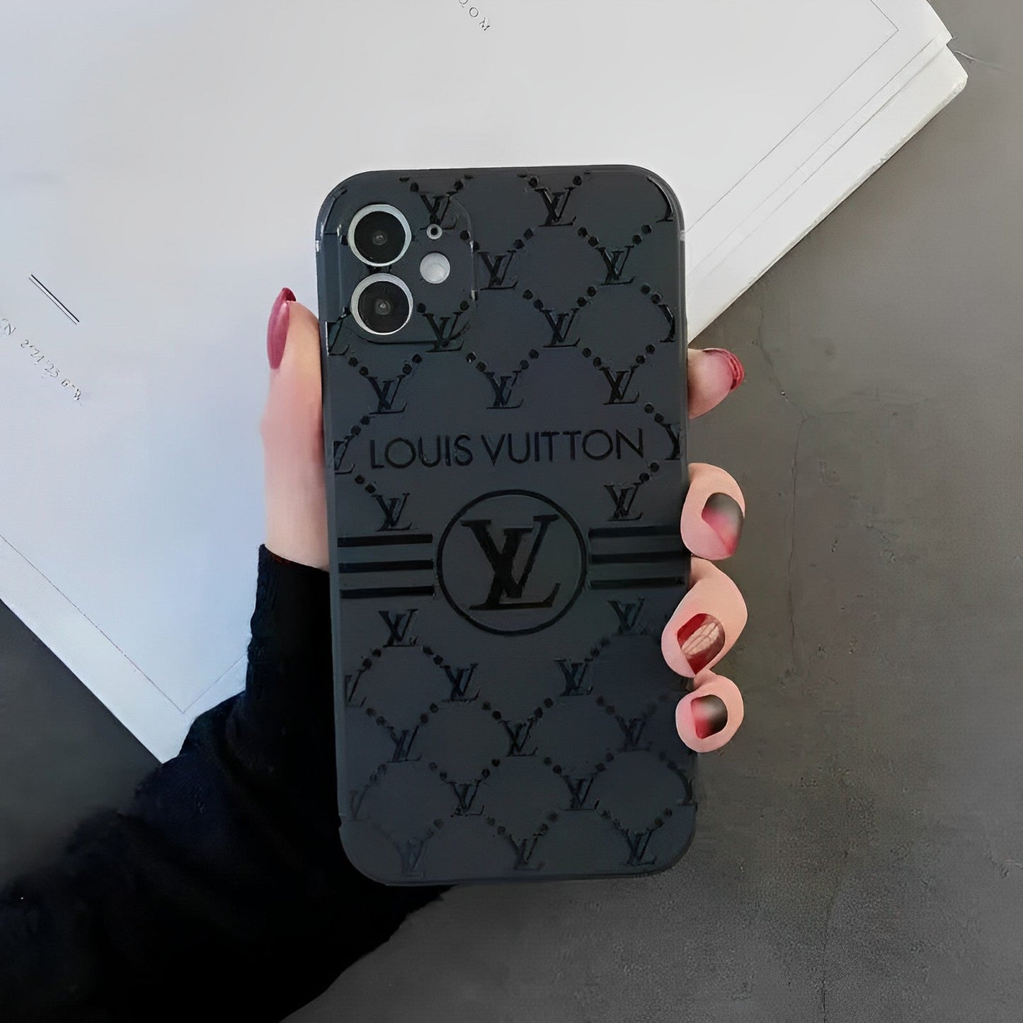 LV iPhone 13 case – monogram premium leather LV monogram designer phone cover